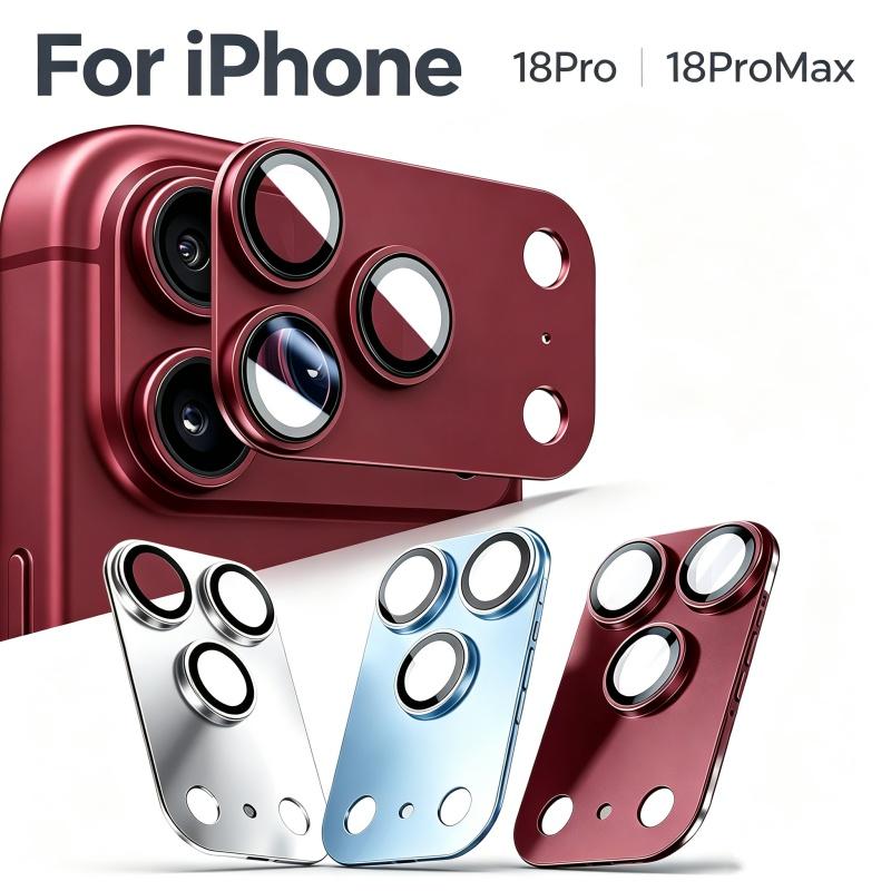 3/2/1 Pcs Frosted Metal Glass Protective Dark Cherry Blue For iPhone 18 Pro Max 18 Pro Camera Lens Protector Easy Installation 4