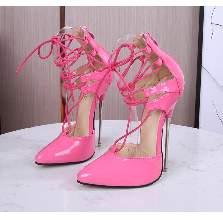 Cross Tied 16cm Heels Roman Women Shoes Fashion Thin with Sandals Big Size Shoes 47 Evening Model Nightclub WZ