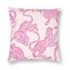 Preppy Pink Cheetah Square Pillowcase Polyester Linen Velvet Pattern Zip Decorative Home Cushion Cover