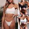 Fashion Women Sexy Wide Straps Padded Bandeau Bikini Set Swimming Bathing Suit Swimsuit