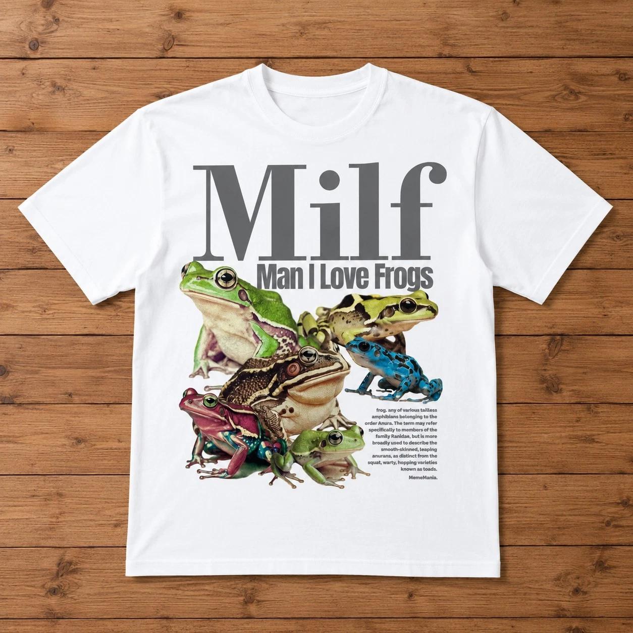 Funny MILF Man I Love Frogs T-Shirt Sarcastic Retro Frog Lover Graphic Tee 4XL