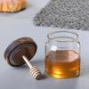 500ML High Borosilicate Glass Sealed Tank Honey Jar with Wooden Lid Mixing Rod Wood Dip Sticks Transparent Home Sealed Jars