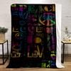 Colorful Peace and Love Text Art Blanket Flannel blanket for bedroom, living room, sofa, and nap sofas.