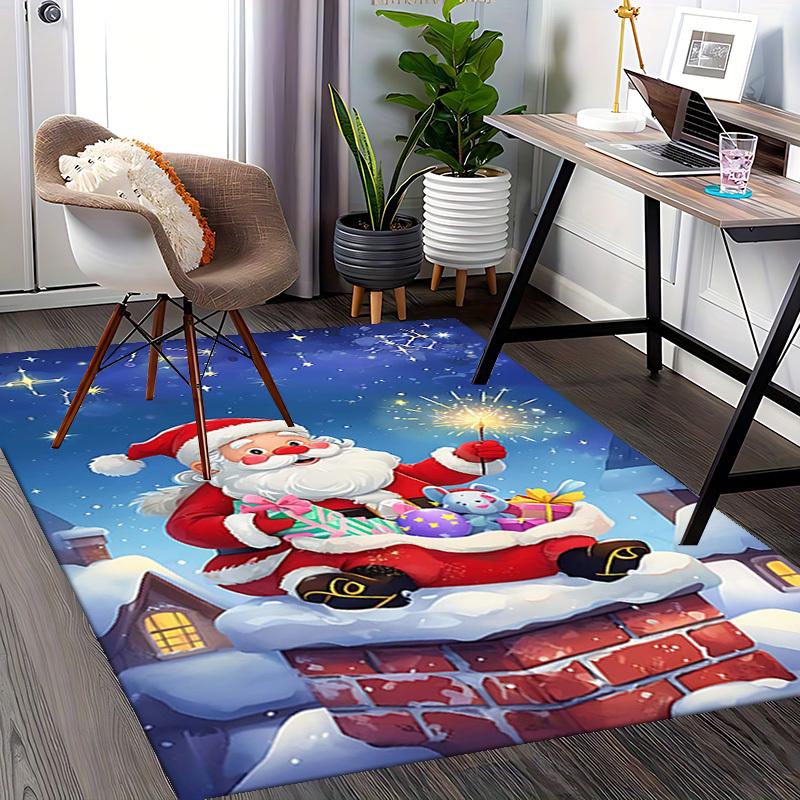 Christmas Santa Claus Chair Mat - Anime Cartoon Design, Non-Slip Carpet for Office, Home Decor, Living Room, Bedroom, Game Room & Dormitory.R035