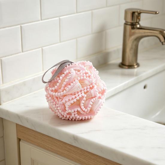 Bath Ball Soft Texture Bath Sponge with Tight Mesh Weave Rich Foam Gentle Exfoliating Puff High Absorbency Bath Sponge Bath Accessory