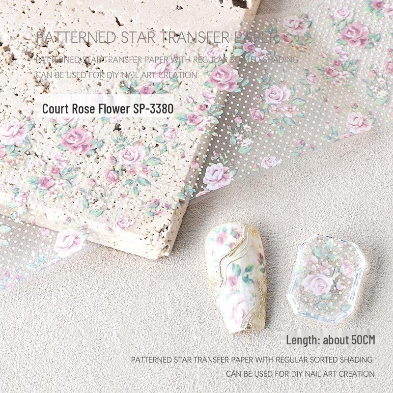 Starry Sky Rose Flower Nail Art Transfer Stickers