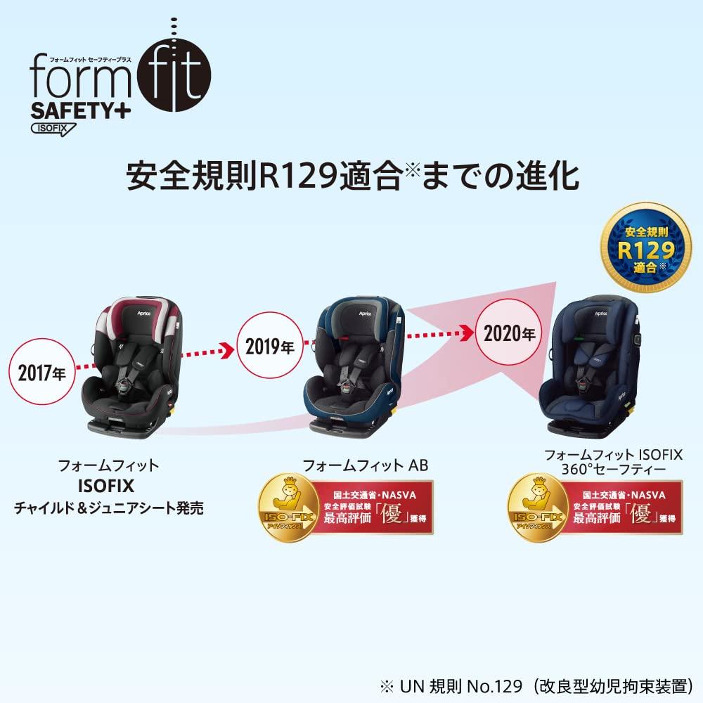Aprica Child Junior Seat ISOFIX Fixed Form Fit ISOFIX Safety Plus AB Long Use Child Seat R129 Compatible 2167605 & (Meteor Black)