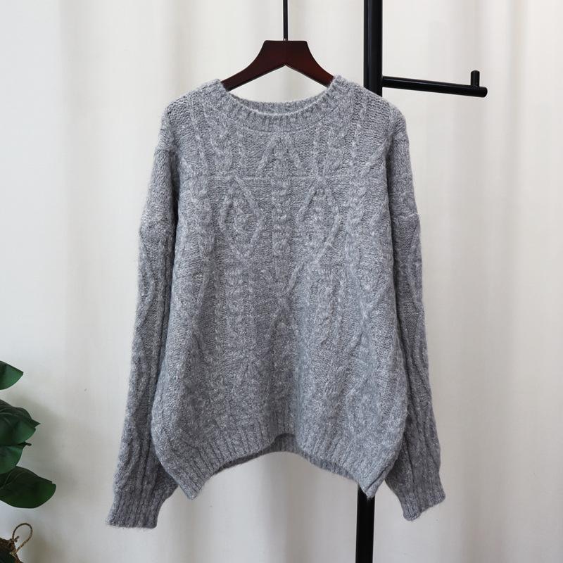 Autumn and winter new gentle wind loose knitted sweater top soft waxy retro twist sweater pullover woman