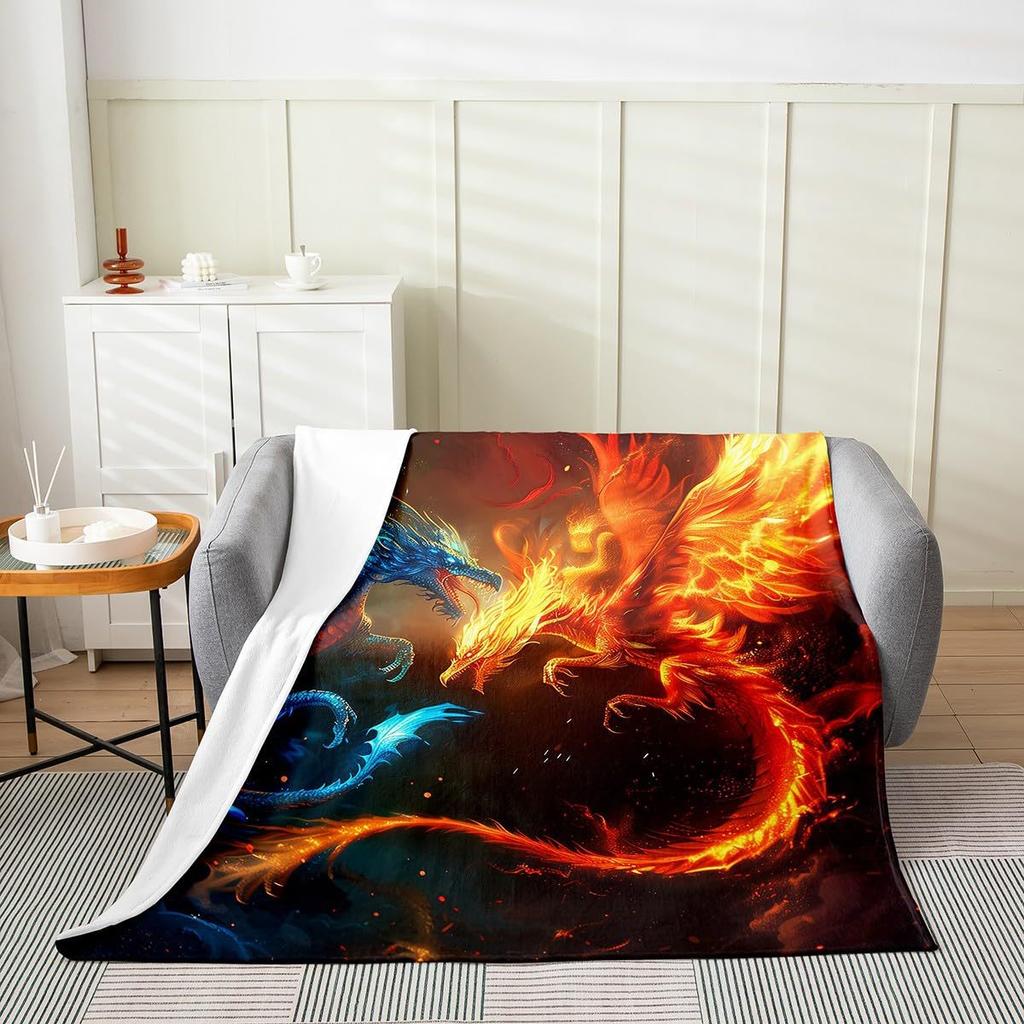 Blue Dragon Print Gift Blanket Home Decoration Gift Soft Flannel Blanket Nap Blanket Gift Blanket Source