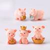 Mikro Schweinchen Familie Figur Harz Ornamente Miniaturmodell Mini Tierstatue Bonsai Dekoration Garten Heimdeko