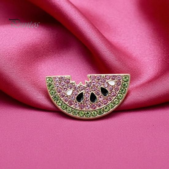 Watermelon Slice Brooch 1/2Pcs Rhinestone Brooch, Sparkling Fruit Lapel Pin, Sweater Shape Cardigan Coat Suits Accessories, Jewelry Gift for Women Pin