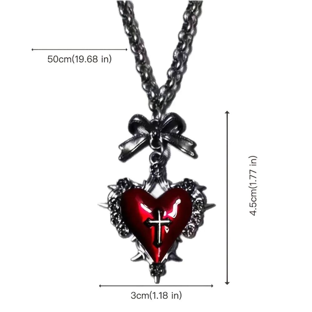 Dark Gothic Punk Cross Necklace, Love Bow Vintage Clavicle Chain Suitable for Gift Giving, Holiday Wearing, Daily Wear