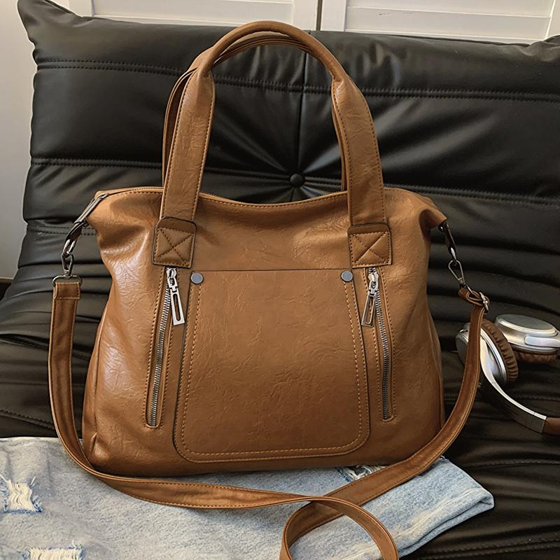 Однотонная деловая сумка большого размера — фото 4