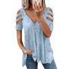 New Foreign Style Women's T-Shirt V-Neck Zipper Printed Loose Casual Top