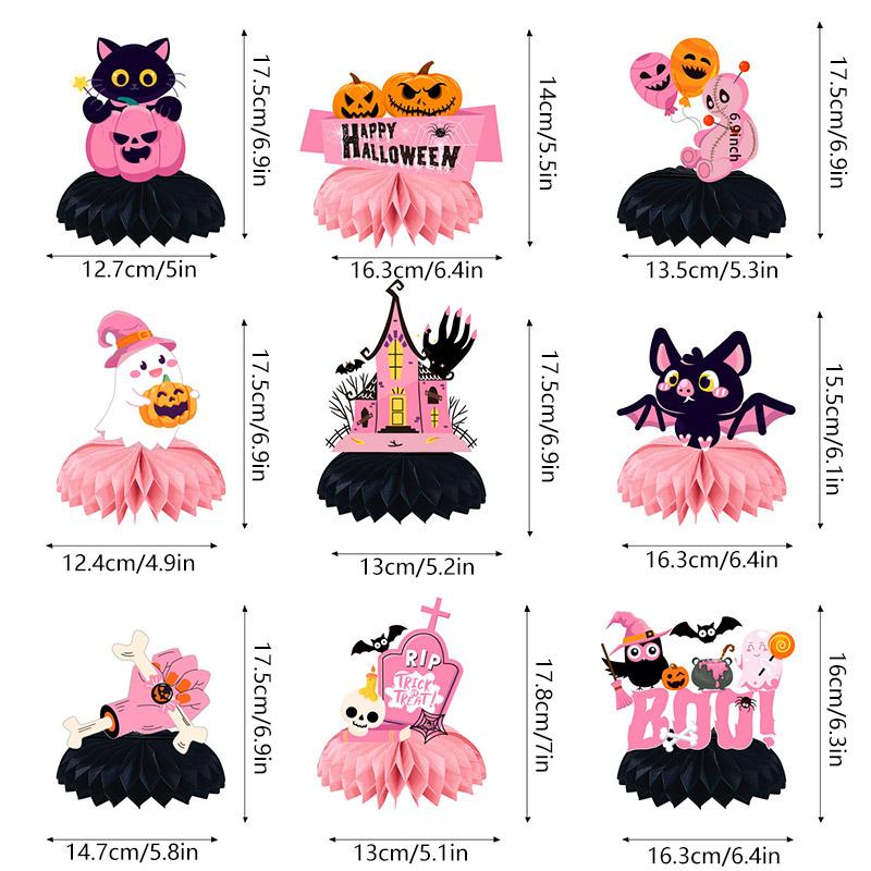 1Set Halloween Crafts Honeycomb Ornament Desktop Ghost Theme Table Decor Paper Birthday Party Decoration Spider Backdrop