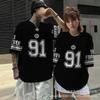 Mens Oversized Hip Hop Streetwear T-Shirt Loose Fit Short Sleeve Cotton Graphic Tee