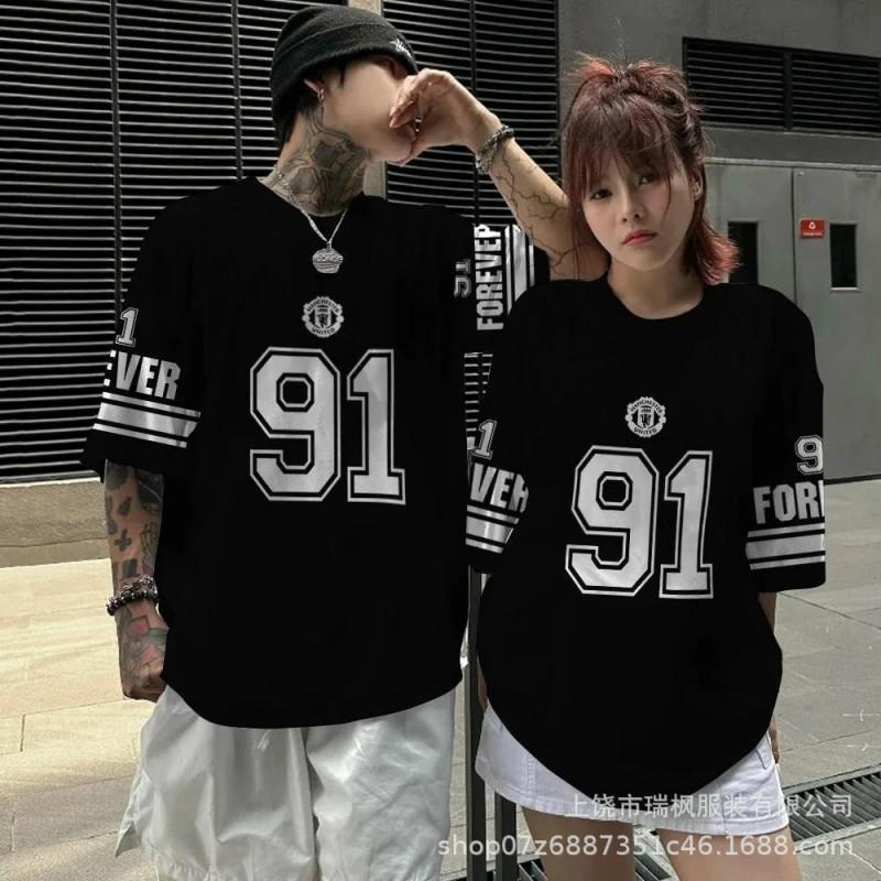Mens Oversized Hip Hop Streetwear T-Shirt Loose Fit Short Sleeve Cotton Graphic Tee
