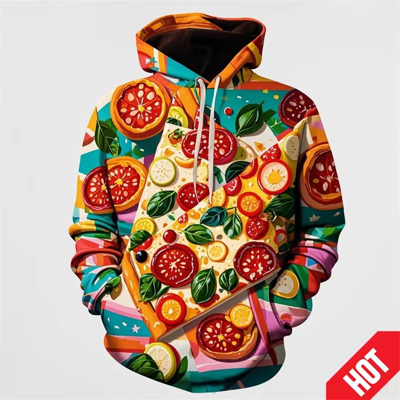 Men's Clothing 3D Printed Funny Food Pizza Hoodie Men's Streetwear Men's Oversized Hoodie Pullover Men's Autumn Hoodie