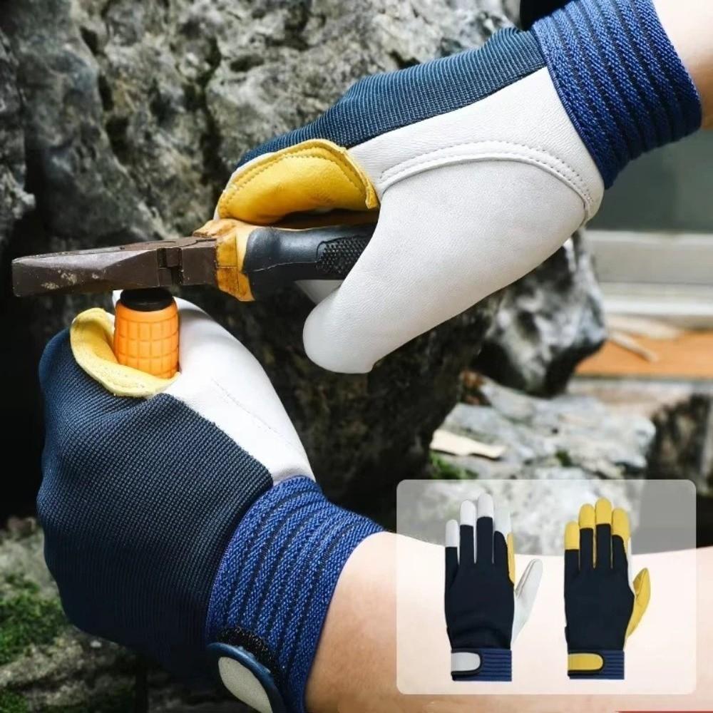 1 pair Tough Grip Labor Insurance Gloves Thickened Welding Gloves Leather Work Gloves Mechanic Work