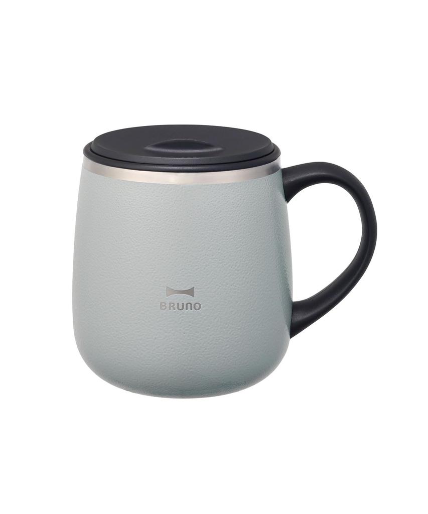 BRUNO Stainless Steel Mug with Lid, Short, Blue Gray, No Size, BHK262