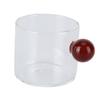 Teacup Glass Mug Transparent Heat Resistant Glass Coffee Cup with Ball Handle 120ml Yellow/Green/Brown/Pink Handle