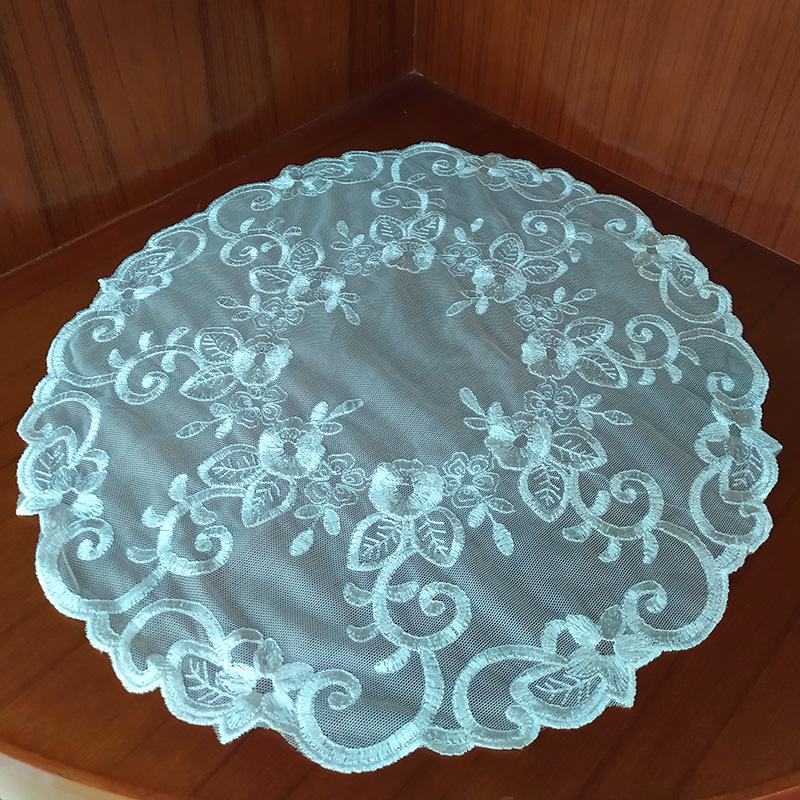 Lace tablecloth table mat DIY fabric beautiful embroidered cloth mat hollow exquisite embroidery decorative coaster mesh 25*25cm
