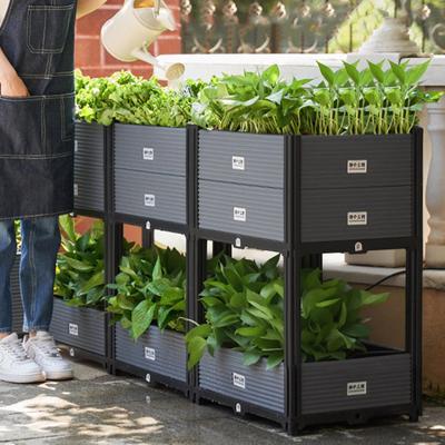 Erhöhter Pflanzkasten, rechteckig, groß, stapelbar, Pflanzkasten, Blumenbeet für