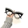 2025 Retro Cat-Eye Rhinestone Sunglasses with Diamond Chain for Women