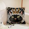 Black Cat Blue Crown Cushion Cover Pillow Case Plush Fabric Soft Double Sided Print Sofa Cushion Cover Throw Pillow Covers