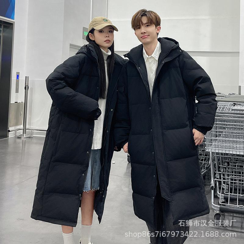 

Новый пуховик мужской зимний парный длинный утолщенный свободный повседневный до колена теплая куртка S