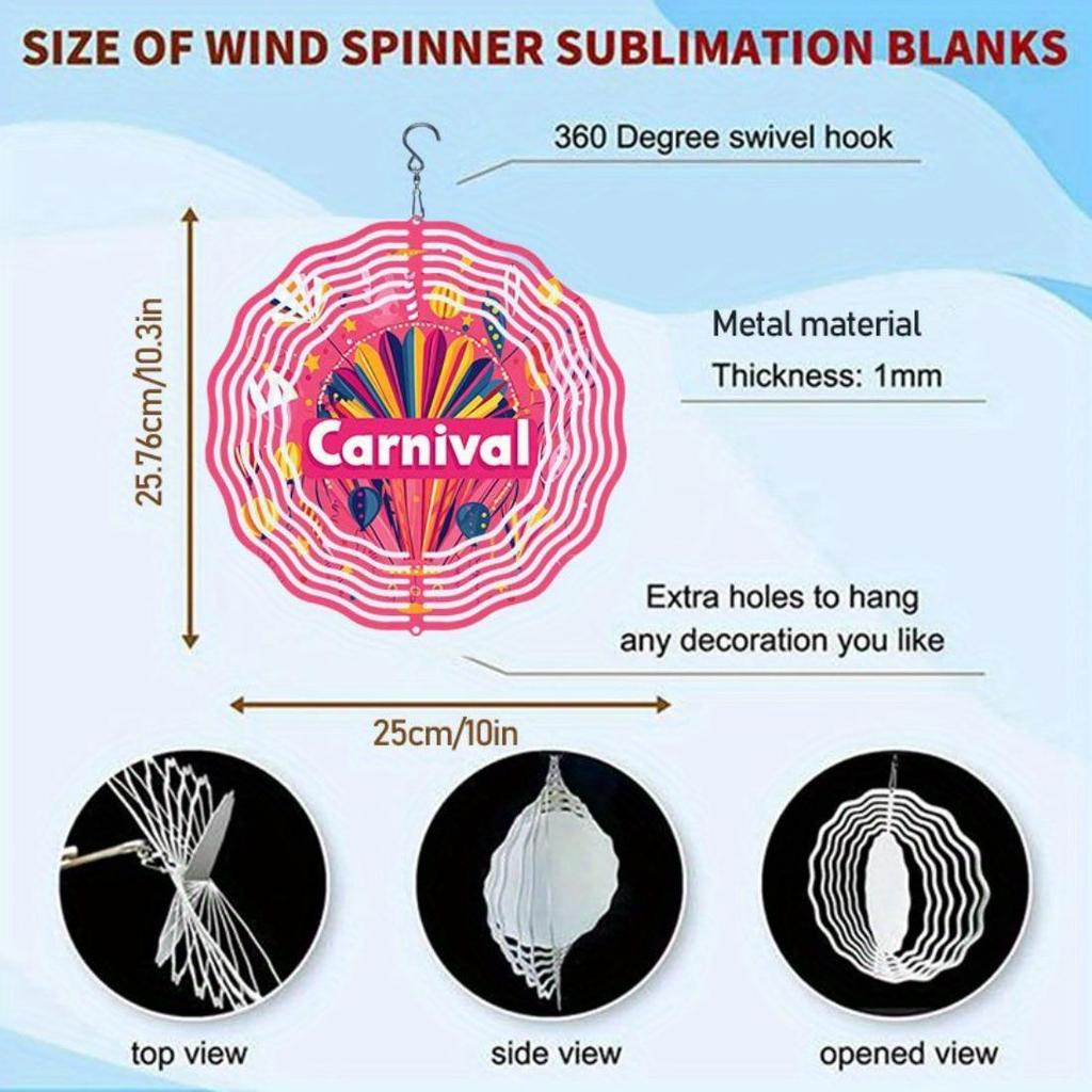 Open - 1pc Carnival Pattern 3D Mandala Wind Chime - Rotating Art Decor, Perfect for Garden, Courtyard and Home Decoration