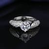 Adjustable Platinum Plated Moissanite Ring for Women - One Carat, Stackable Design for Index Finger