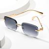Square frameless sunglasses European and American new anti-ultraviolet trimmed sunglasses personalized street shot decorative sunshades