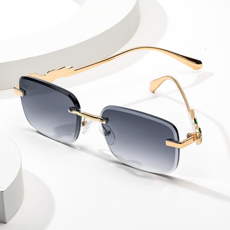 Square frameless sunglasses European and American new anti-ultraviolet trimmed sunglasses personalized street shot decorative sunshades