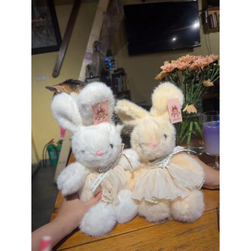 Cute Little White Rabbit Plush Toy Floral Skirt Rabbit Doll Grab Machine Doll Girl Birthday Gift
