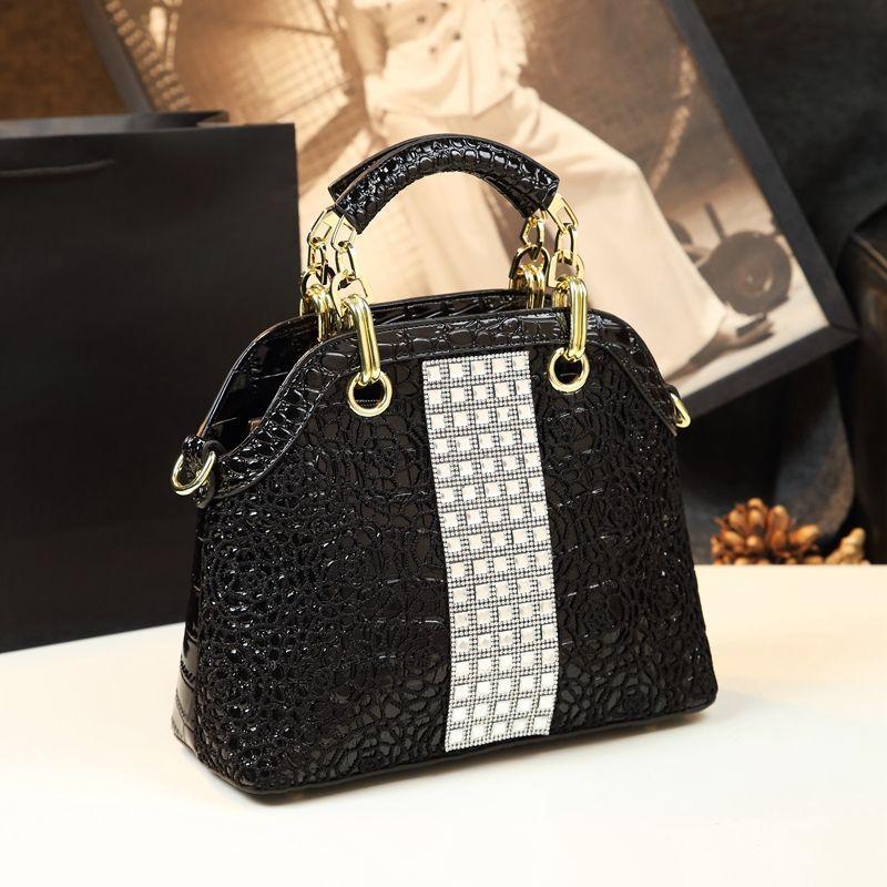 Crocodile Pattern Simple Atmosphere Middle-Aged Mother Bag Leather Shoulder Messenger Bag High Sense