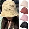 2026 New Thin Knitted Hollow Bucket Hat Female Casual Breathable Summer Sun Protection Fisherman Cap Spring Sunshade Buckets