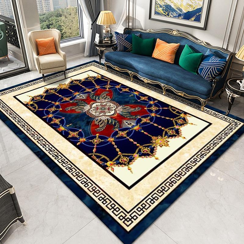 Retro Persian Large Carpet, Living Room Coffee Table Bedroom Floor Mat, European Turkish Ethnic Style Light Luxury Home Floor Mat