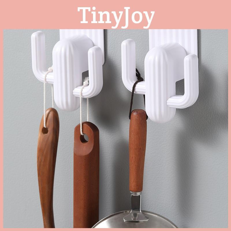 Plastic Cactus White Double Hooks For Door Wall Mounting Modern Decor Tools