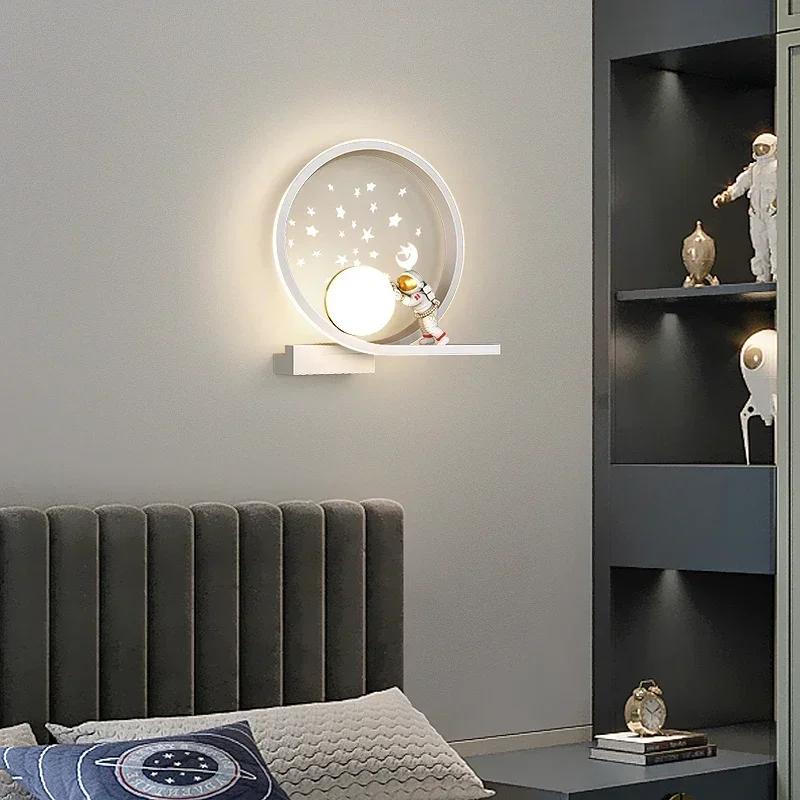 Cartoon-Hintergrund-Wand-LED-Leuchten Moderne minimalistische Astronaut Schlafzimmer Nachttischlampen für Zimmer Kinder Haushaltsgeräte