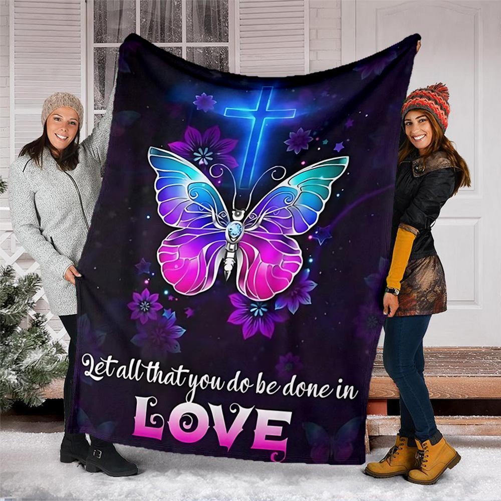 1pc Butterfly Cross Love Throw Blanket Polyester Fiber, Lightweight Flannel, Soft & Warm, All Season Use for Outdoor, Camping Digital Print