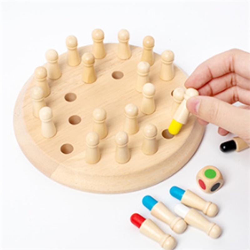 Premium Wooden Tabletop Color Memory Chess Game Interactive Parent-child Toy For Concentration And Logical Thinking Educational Puzzle Toy For Babies