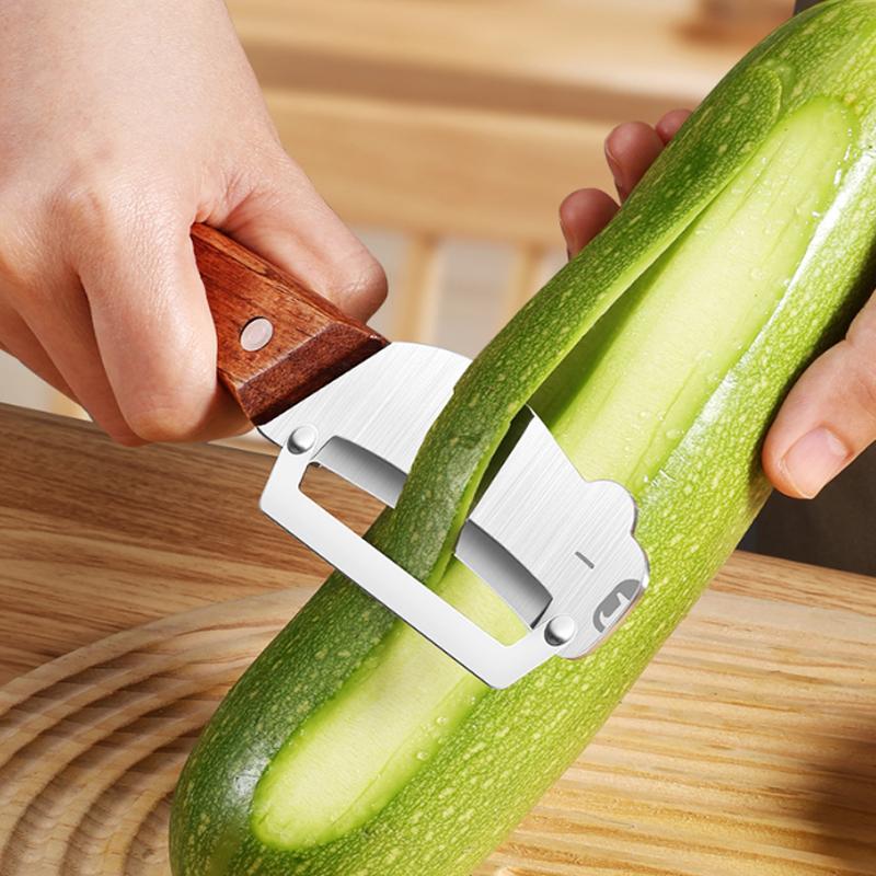 Kitchen Peeler Multifunctional Fruit Sugarcane Peeler Wooden Handle for Household Vegetables Fruit Pumpkins Scraping Tools