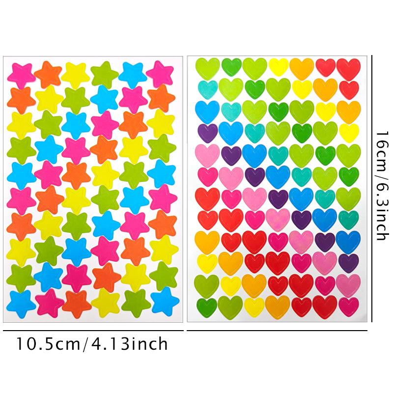 Bunte Scrapbook-Sticker 20 Blatt Punkt Herz Buchstabe Zahl Stern Selbstklebend Niedliche Belohnungssticker Lustiges Geschenk für Junge Mädchen ZYF