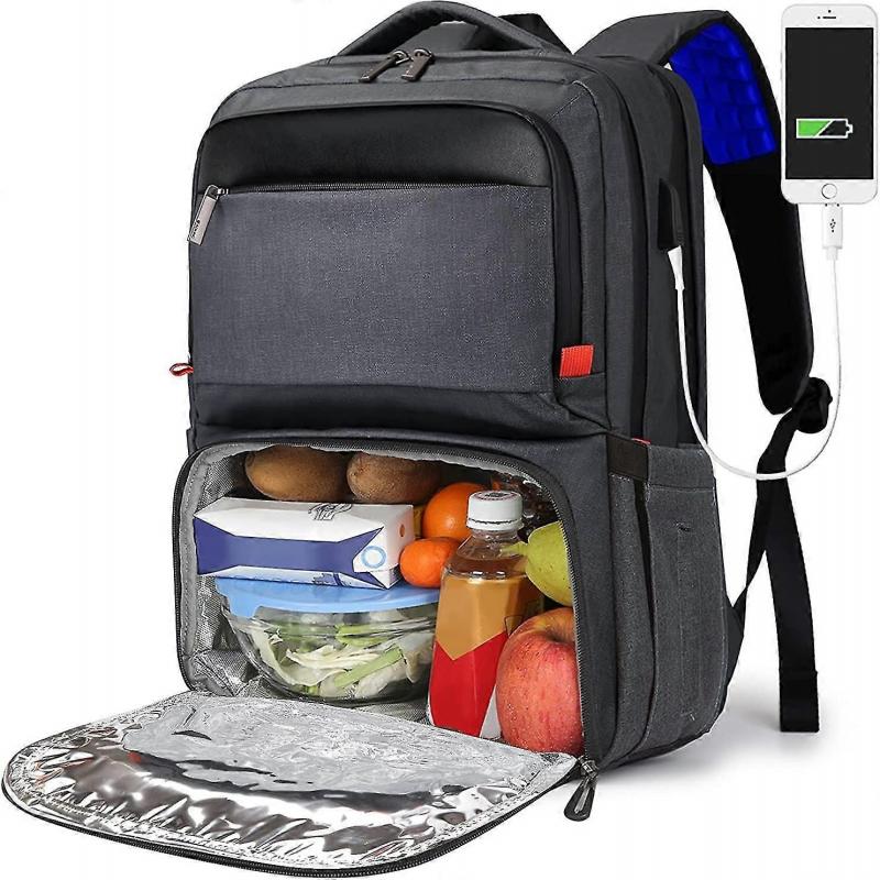 

Рюкзак для ланча для женщин, Изотермический рюкзак-холодильник с отделением для ланча, Студенческий школьный рюкзак с USB-портом, Вмещает ноутбук 15,6 дюйма