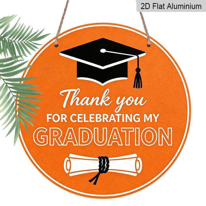 

2D Flat Aluminum Graduation-themed Wall Decorations, Available in Various Sizes. The Orange and Black Style Graduation Cap Thank-you Pendant Is A 7.87×7.87inch