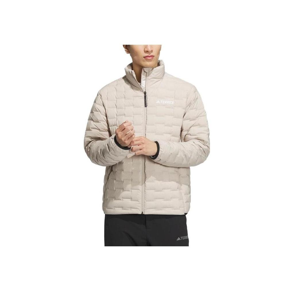 adidas 800 Daunen Buchstaben-Print Stehkragen Reißverschluss Langarm Jacke Herrenjacke Weiß IS8920
