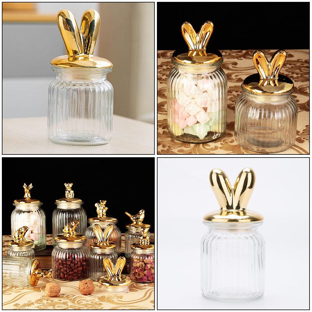 Snack Containers Jar with Lid Airtight Food Storage Jars Golden Bunny Treat and