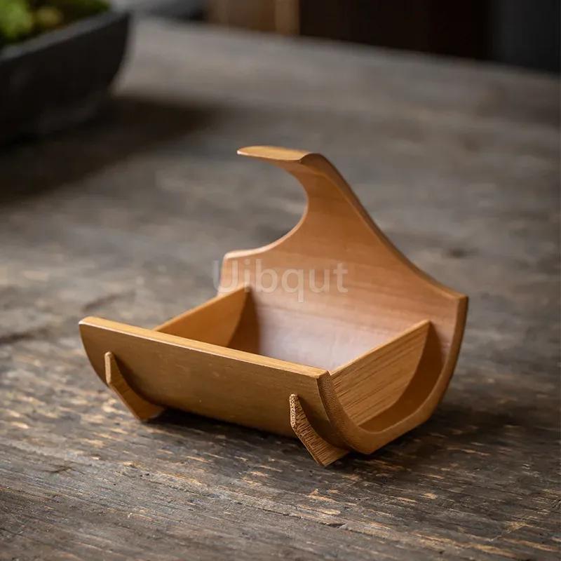 Assiette à collation sushi Bambou et vaisselle en bois Assiette en bois naturel Assiette à collation créative Plateau à thé Plateau à fruits secs Coupe à fruits
