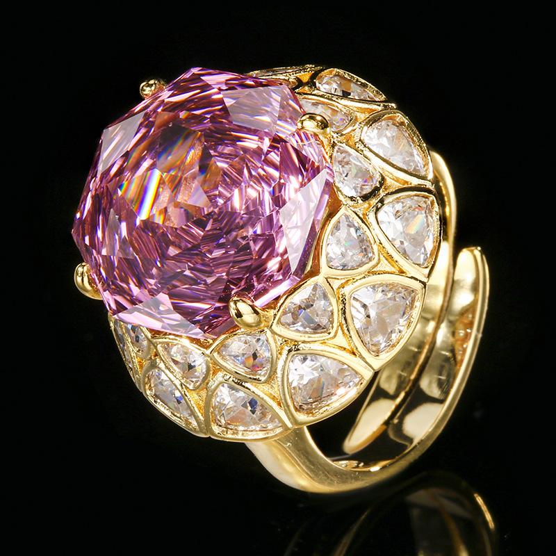 Jewelry Copper Bottom Gold Plated Rose Cut Roland Gold Vintage Ring Heroine Stone 14Mm